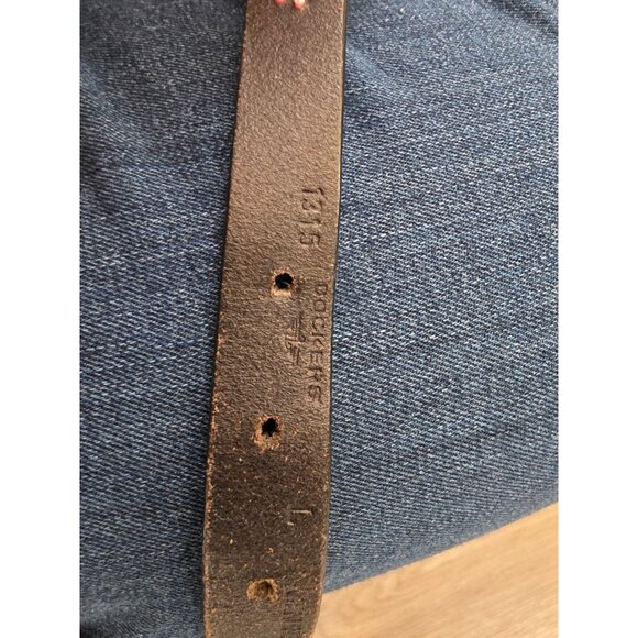 Dockers Black Leather Belt With Floral Embroidery Square Buckle Womens Size L - Picture 4 of 5